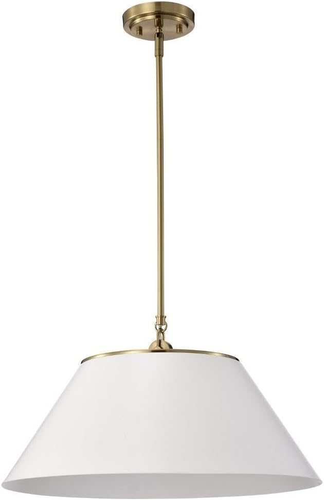 Nuvo Dover – 3 Light Large Pendant in Mid-Century Modern Style-13.75 Inches Tall and 20 Inches Wide-White/Vintage Brass Finis