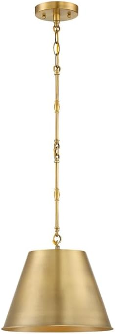 Savoy House 7-232-1-322 Alden 1-Light Warm Brass Pendant with Detailed Hanging Stem (12″ W x 9″ H)