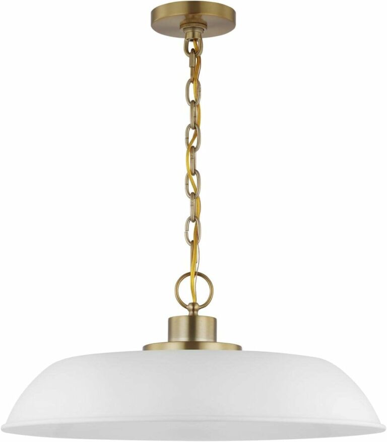 Nuvo Colony – 1 Light Medium Pendant in Mid-Century Modern Style-8.13 Inches Tall and 19.88 Inches Wide-Matte White/Burnished