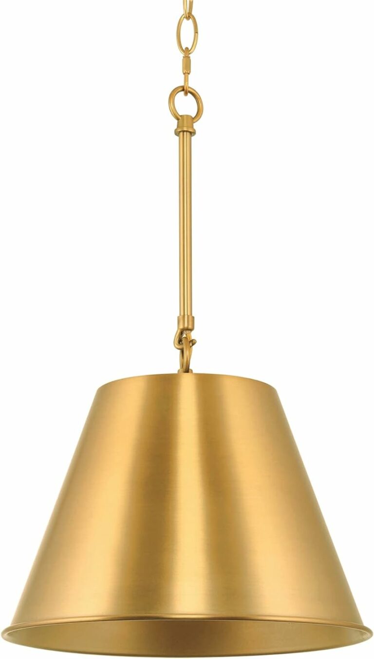 Kira Home Vida 19″ Modern Industrial Pendant Light + Metal Empire Shade, Adjustable Hanging Height, Warm Brass Finish