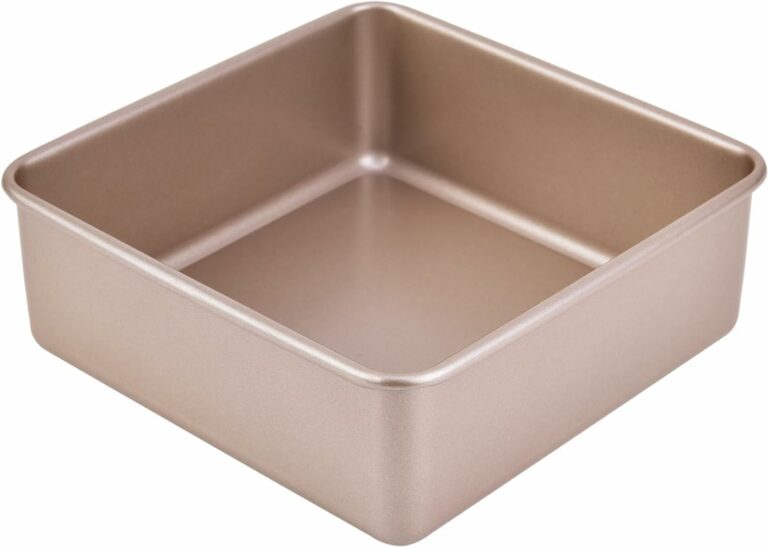 6” x 3” Deep Square Cake Pan Baking Mold, Non-stick Coating 6 Inch Square Cake Tin Baking Sheet Pan Brownie Pan Bread Cookie Tray (Champagne Gold)