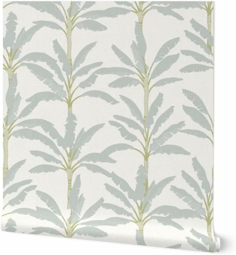 Spoonflower Peel & Stick Wallpaper 12ft x 2ft – Modern Coastal Pastel Mint Palms Large Green Nature Beach Custom Removable Wallpaper