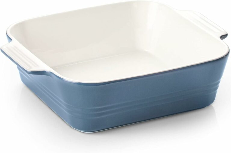 Baking Dish, 8×8 Lasagna Pan Deep, Ceramic Square Casserole Dishes for Oven, Baking Pan with Handle, for Brownie, Cake, Lasagna, Casserole, 2 Quart, Home Gift, Airy Blue