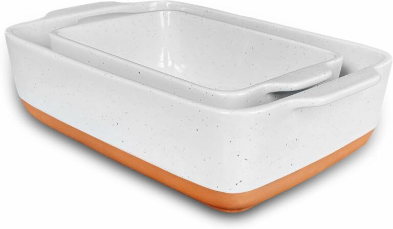 Mora 7x11in & Loaf Baking Dishes – Porcelain Casserole & Bakeware, Oven-to-Table, Freezer Safe – Set of 2, White