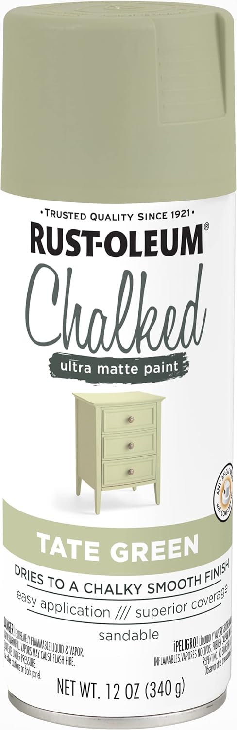 Rust-Oleum 374163 Chalked Ultra Matte Spray Paint, 12 oz, Tate Green