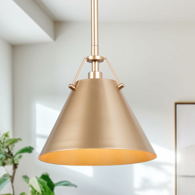 KSANA Gold Pendant Light, Modern Cone Hanging Lighting Fixture for Kitchen Island, Hallway, Dining Room, Foyer and Bedroom