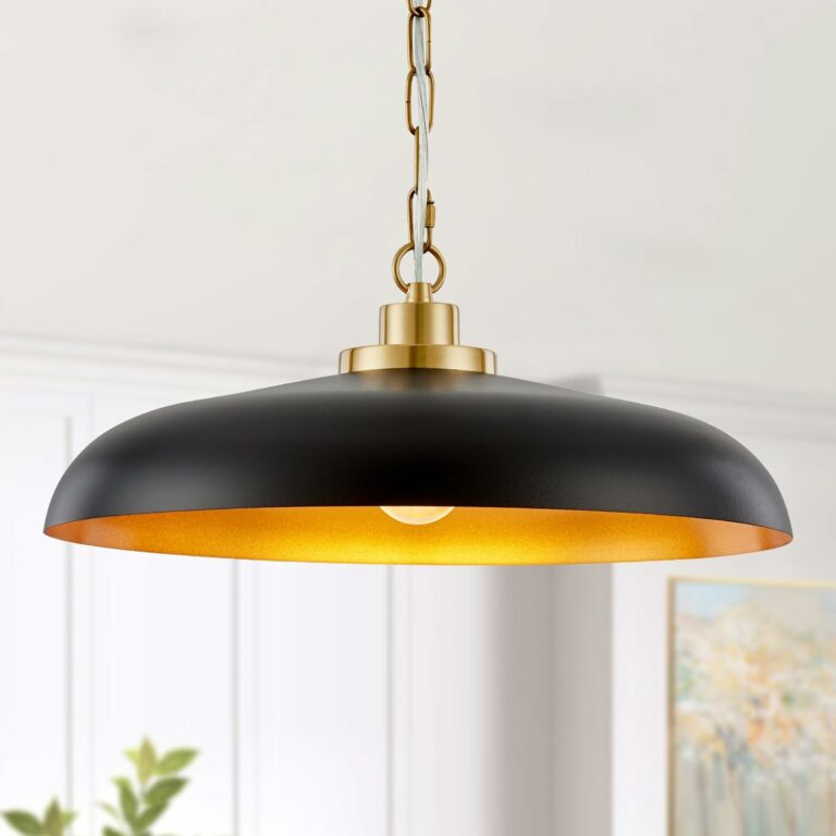 NZZDYI Large Black and Gold Pendant Lighting 17.7inch Farmhouse Pendant Light Fixtures for Kitchen Industrial Modern Pendant Lights Dining Room Hallway Bar Office Entrance