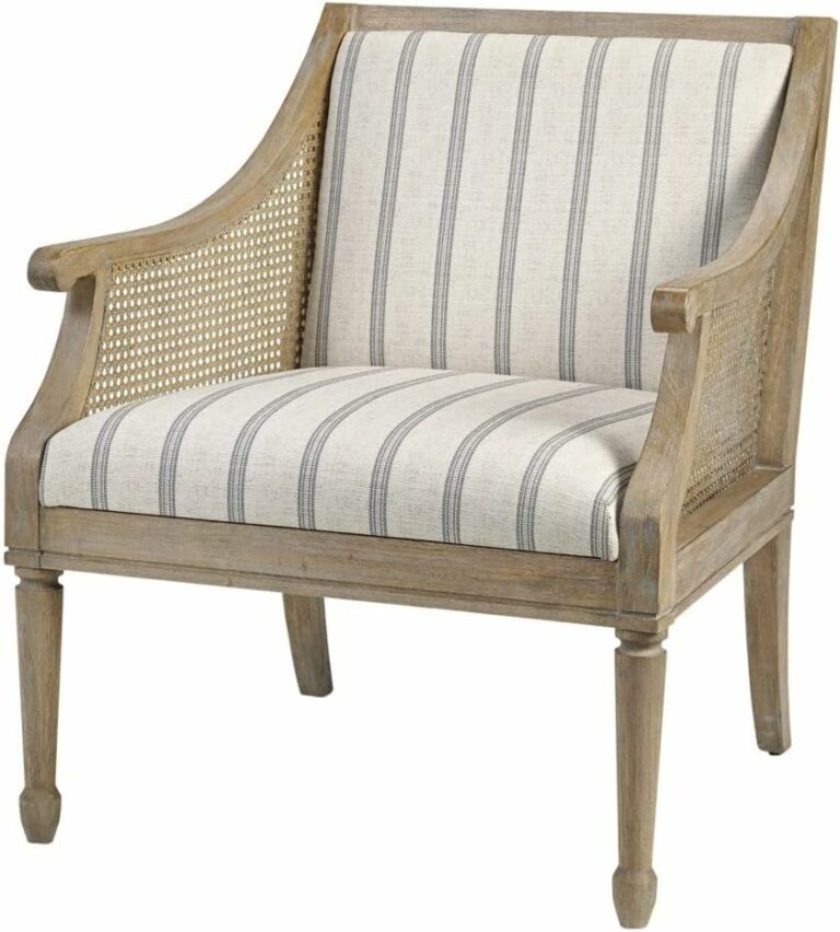 Martha Stewart Isla Accent Chairs for Living Room With Solid Wood Frame, Cane Webbed Swoop Track Arms, Turned Legs, Farmhouse, Coastal, Cottage, Deep Seating Lounge – Reclaimed Wood Beige