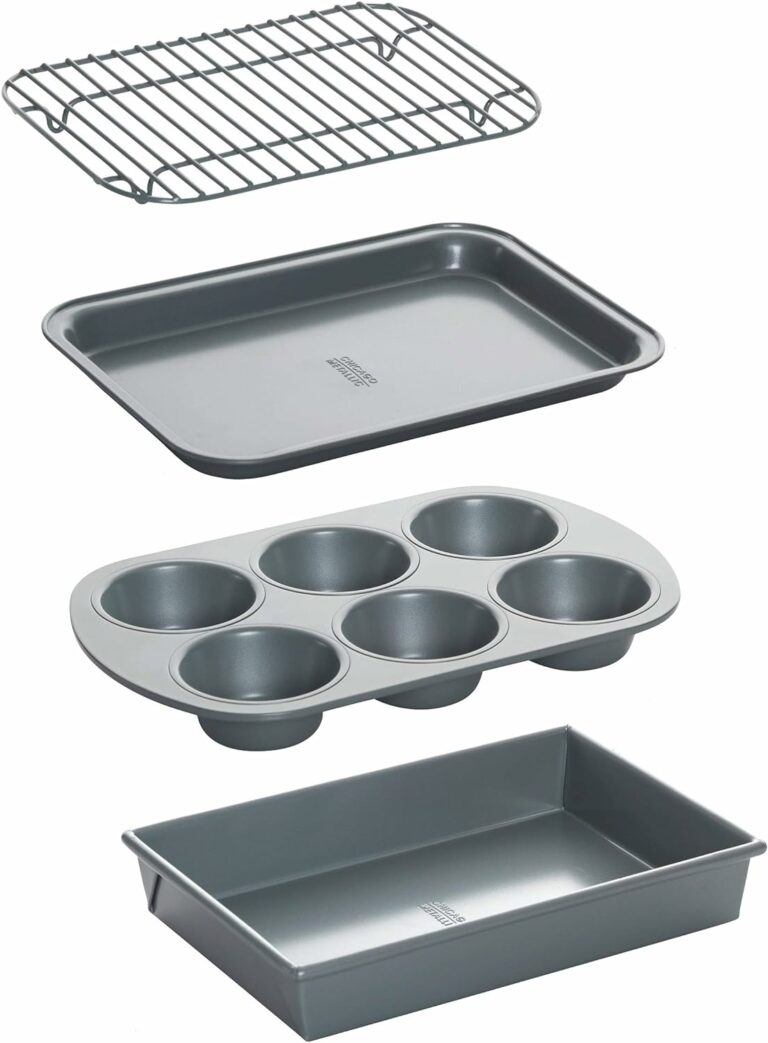 Chicago Metallic Non-Stick Toaster Oven Bakeware Set, 4-Piece, Carbon Steel