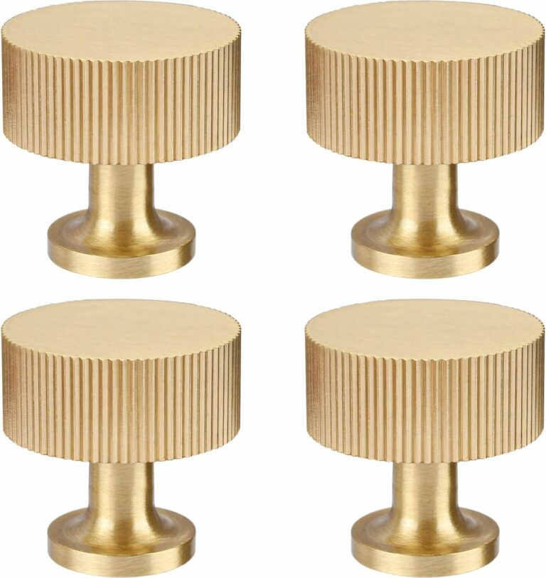 RZDEAL 4pcs Solid Brass Cabinet Knobs Pulls Cabinet Drawer Dresser Gold Knobs Modern Handles Knobs(1″x1″/25mmx25mm),Brushed Brass Finish