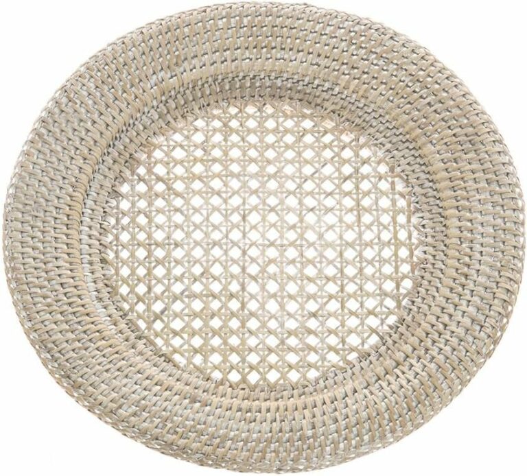 KOUBOO Round Rattan Charger Plate, White Wash (Pack of 2), 12.5 inches x 12.5 inches