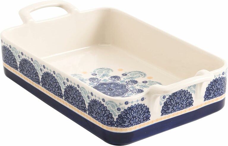 Bico Blue Talavera Stoneware Baking Dish, Lasagna Pan, Medium Rectangular Baking Pan, Casserole Dish, Microwave, Dishwasher and Oven Safe