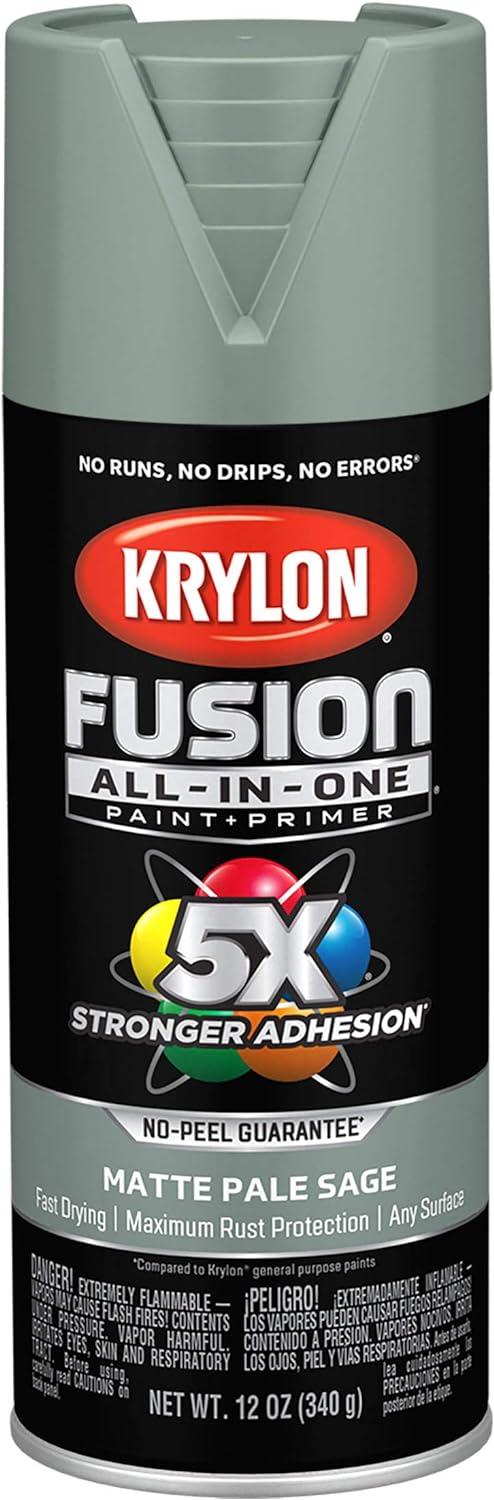 Krylon Fusion All-In-One Adhesive Spray Paint for Indoor/Outdoor Use, 12 oz, Pale Sage