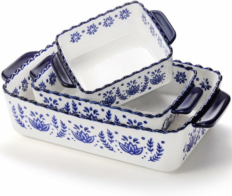 SOUJOY 3 Pack Porcelain Bakeware Set, Rectangular Baking Dishes, Lasagna Pan for Cooking, Kitchen, Casserole Dishes, Cake Dinner, Banquet and Daily Use