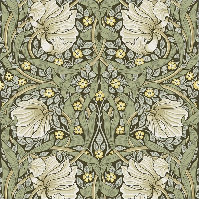 HAOKHOME 94028-1 Vintage Floral Wallpaper Peel and Stick Botanical Sage Green/Yellow Wall Murals Home Kitchen Bedroom Decor by William Morris 17.7in x 9.8ft