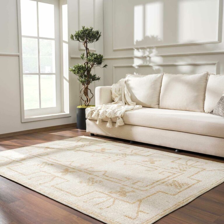 Hauteloom Downtown Living Room, Bedroom Area Rug – Vintage Bohemian Southwestern Vibes – Authentic Farmhouse – Beige, Cream, Bone, Brown – 5’3″ x 7′