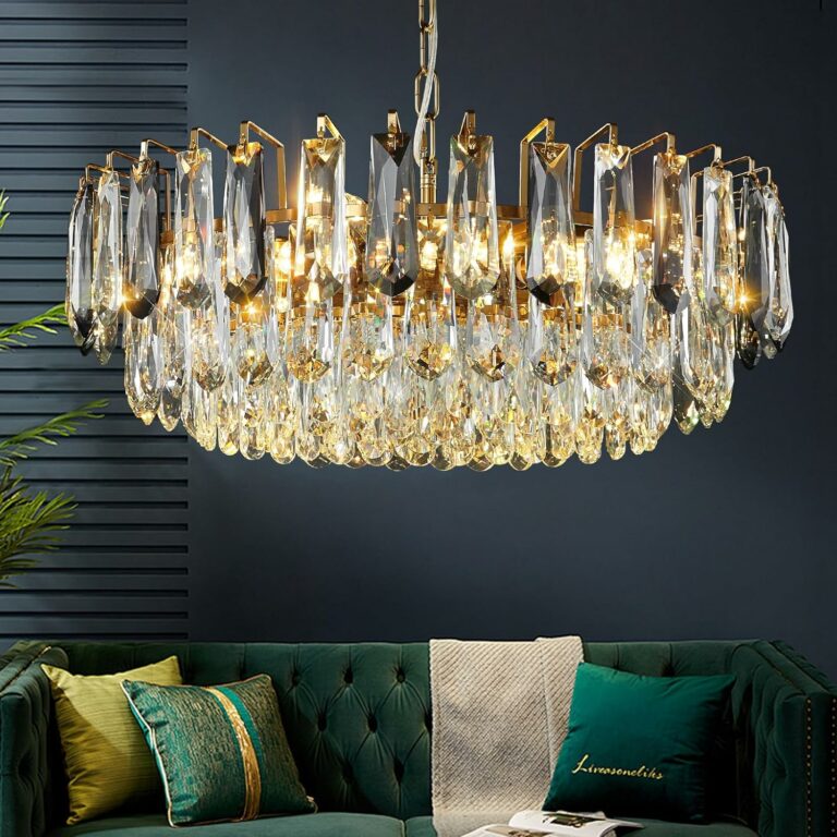 XIAOQIWU 23.6″ Modern Crystal Chandelier Gold Crystal Chandeliers 3-Tier Luxury Crystal Pendant Light 12-Light Ceiling Pendant Lighting for Dinning Room Living Room Foyer