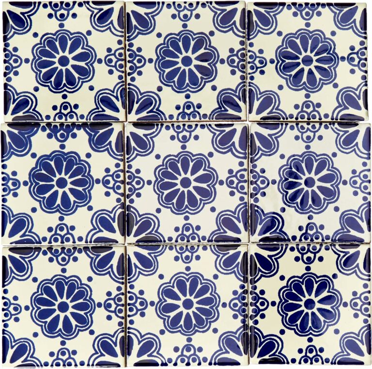 Ceramic Talavera Mexican Tile 4×4″, 9 Pieces (NOT Stickers) A1 Export Quality! -EX32 High Temperature Tile Good for Wet Areas Pools, Fountains, Showers. Also for high and Low temperatures Garanteed