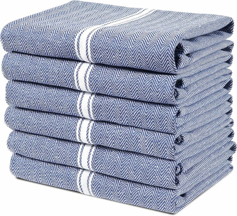 LANE LINEN Kitchen Towels Set – 100% Pure Cotton Dish Towels for Kitchen, Super Absorbent Kitchen Hand Towel, Blue Tea Towels, Soft & Durable Dish Cloths, Pack of 6 – 15”x25”, Blue Chambray