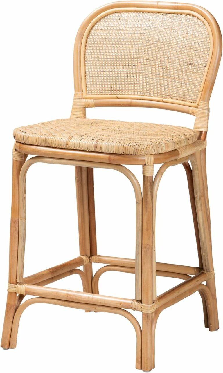 Baxton Studio Adrena Natural Rattan Stool