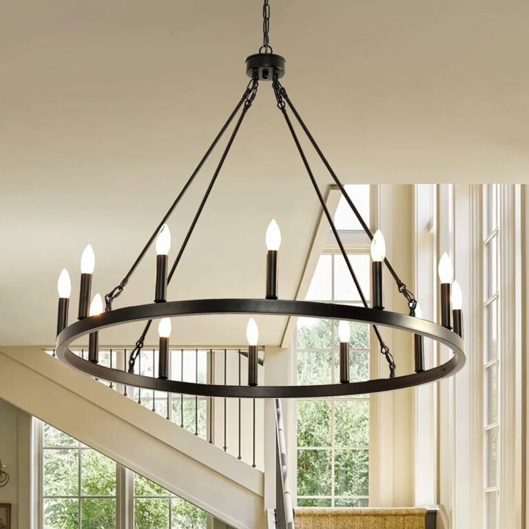 Round Wagon Wheel Chandelier Outdoor Porch Light Fixtures