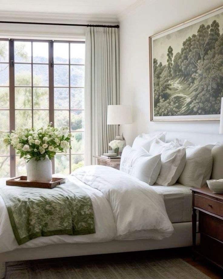 sage green classic bedroom art