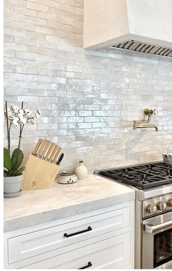 modern coastal kitchen ideas - zellige backsplash