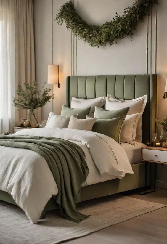 sage green bed frame