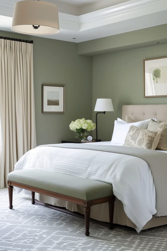 Sage Green Bedroom Walls Traditional