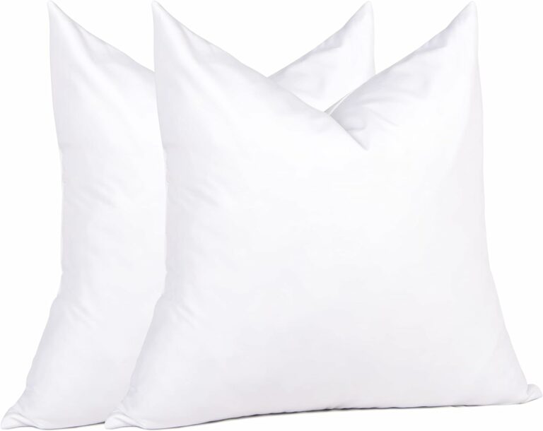 puredown® 18 x 18 Decorative Feather Down Throw Pillow Inserts (Set of 2, White) for Sofa, Couch, Bed, Machine Washable