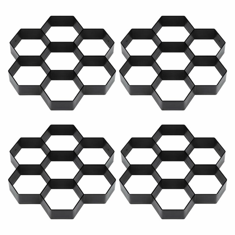 4 Pack Concrete Molds and Forms, Reusable Path Walk Maker Pathmate Stone Moldings DIY Paving Pavement Stepping Stone Paver Walk Way Cement Mold for Garden, Lawn & Yard Decoration, 11.8Lx11.8Wx1.7H