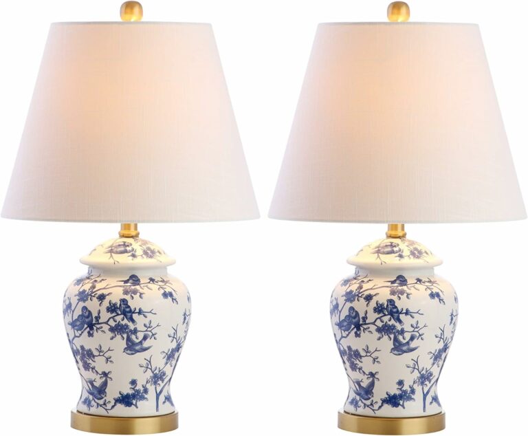 JONATHAN Y JYL3005A-SET2 Set of 2 Table Lamps Penelope 22″ Chinoiserie Classic,Cottage,Traditional,for Bedroom, Living Room, Office, College Dorm, Coffee Table, Bookcase, Blue/White