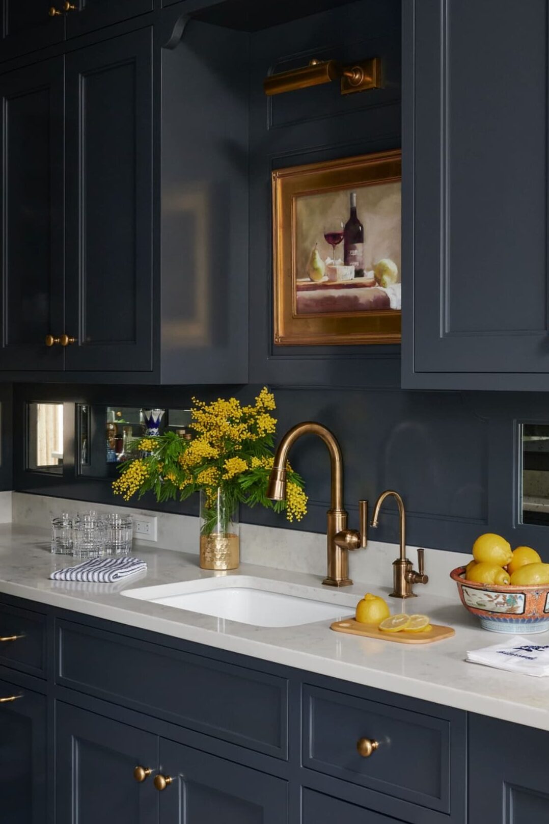 navy blue kitchen cabinets