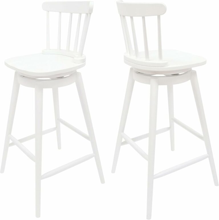 Christopher Knight Home Mia Farmhouse Spindle Back 30″ Rubberwood Swivel Barstools (Set of 2), White