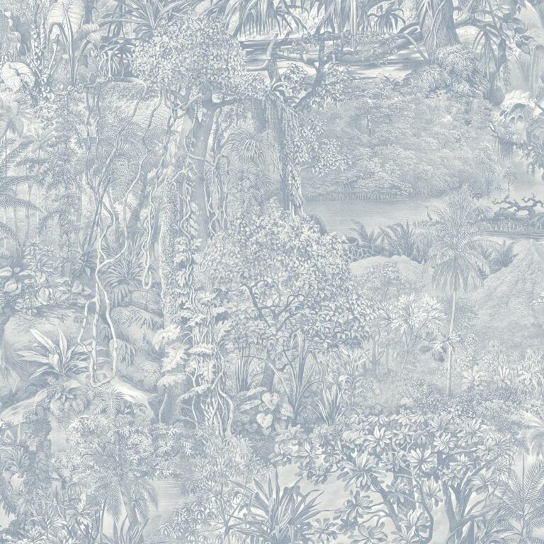 Tempaper Blue Jungle Toile Removable Peel and Stick Wallpaper, 20.5 in X 16.5 ft, Made in The USA