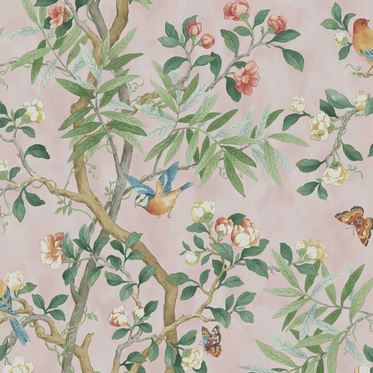 Peel and Stick Wallpaper, Floral Wallpaper for Bedroom, Powder Room, Kitchen, Self Adhesive, Vinyl, 30.75 Sq Ft Coverage (Kimono Vine Collection, Rose)