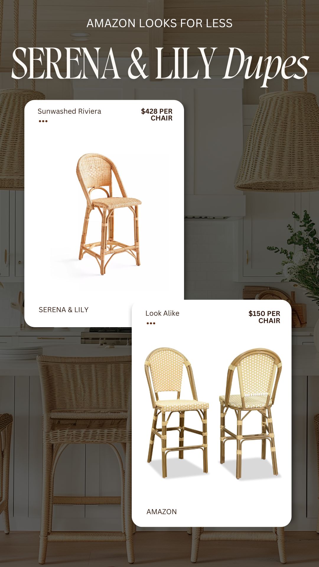 Sunwashed Riviera Serena and Lily Bar and Counter Stool Dupe