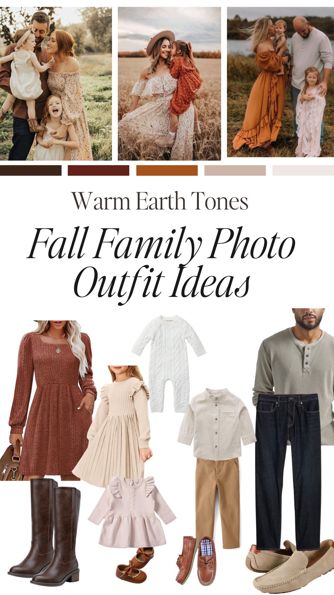 fall family photo outfit ideas - warm earth tones