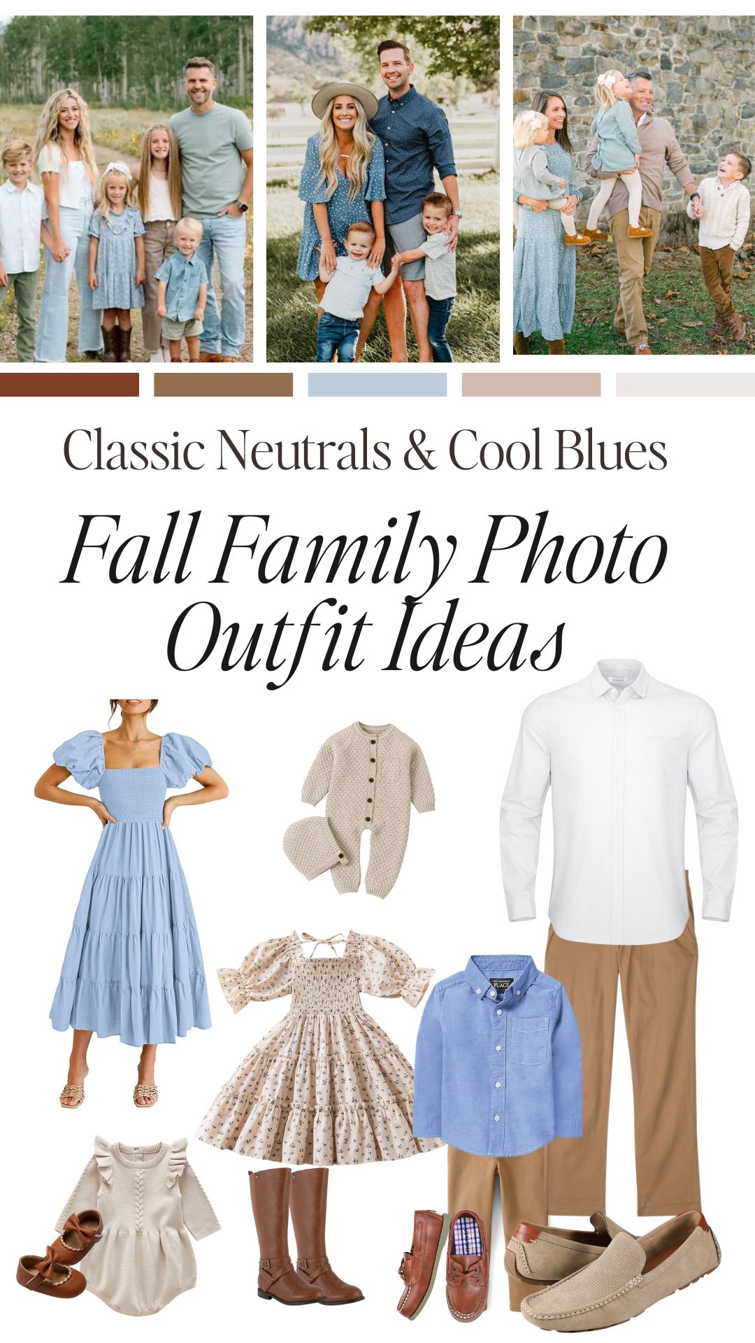 fall family photo outfit ideas - cool blues and neutrals