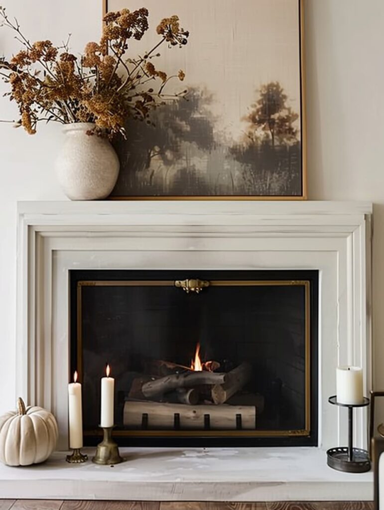 fall fireplace mantle decorations