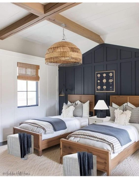 navy accent wall boys room paint ideas