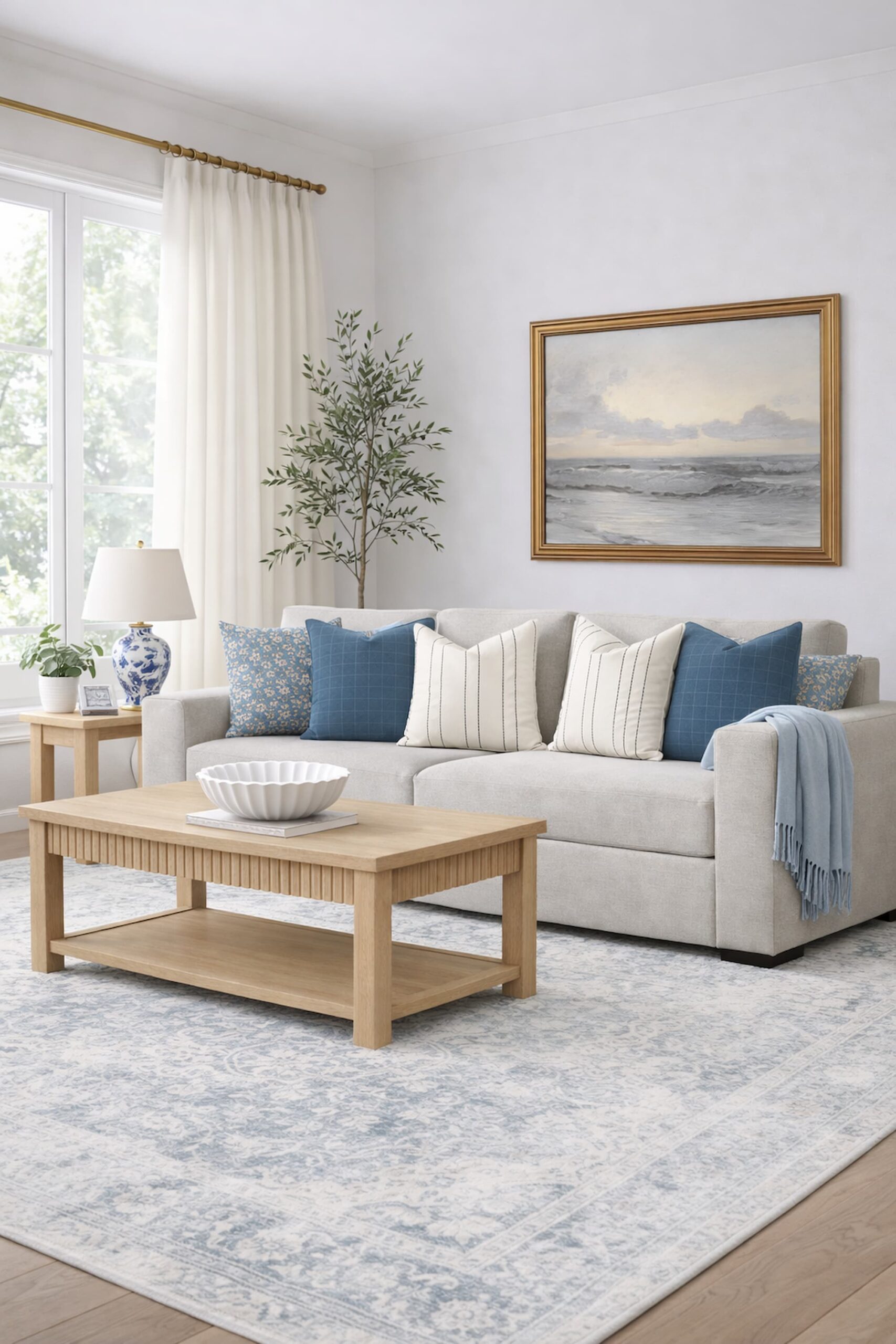 what colors go with a grey sofa muted blues